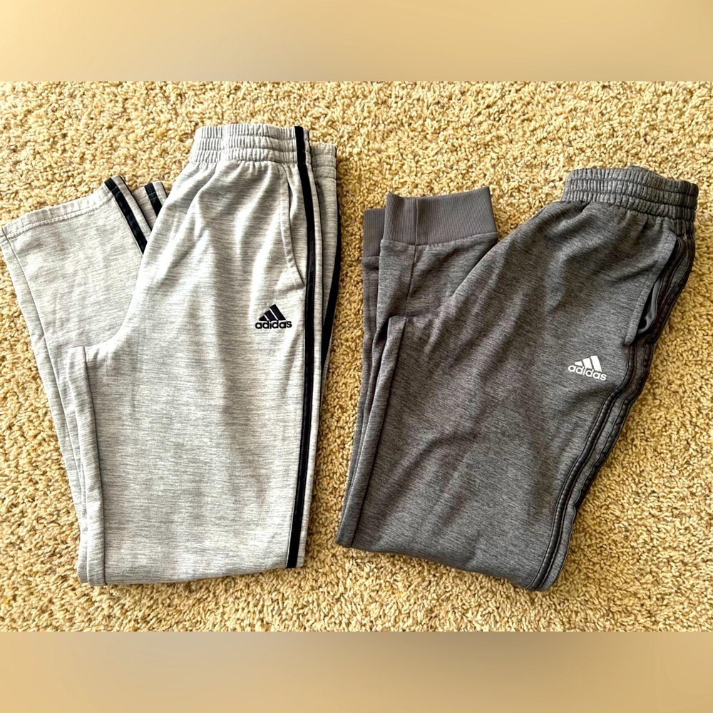 adidas Kids Sweatpants Bundle in Light Gray and Dark Gray